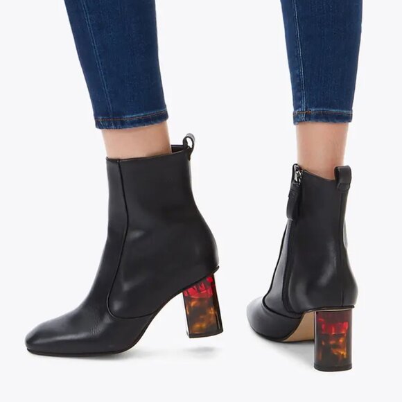 Kurt Geiger London Stride 70 Bootie Smooth Leather Black size 38 US 7.5 Heels - Picture 1 of 16